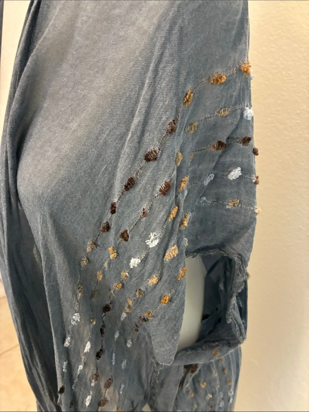 Lightweight Slate Blue Open-Front Wrap - Unbranded